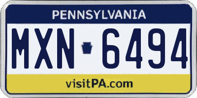 PA license plate MXN6494