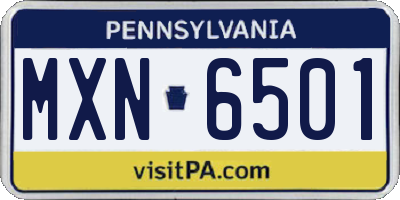 PA license plate MXN6501