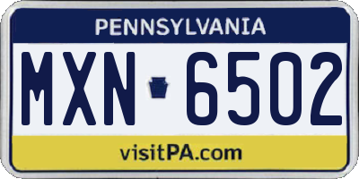 PA license plate MXN6502