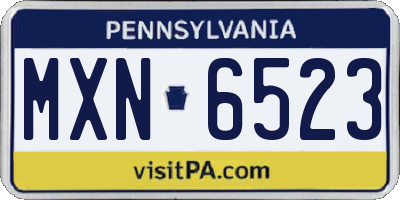 PA license plate MXN6523