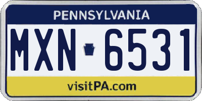 PA license plate MXN6531