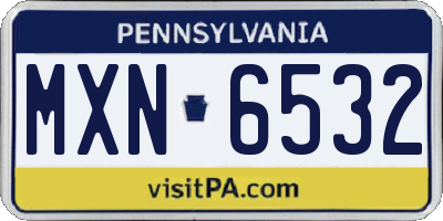PA license plate MXN6532