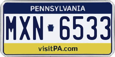 PA license plate MXN6533