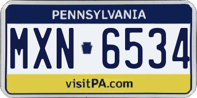 PA license plate MXN6534