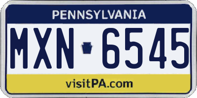 PA license plate MXN6545
