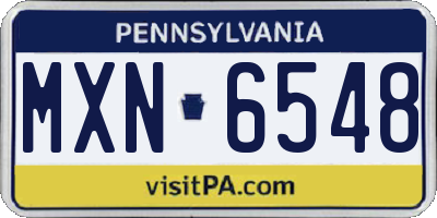 PA license plate MXN6548