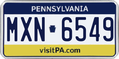 PA license plate MXN6549