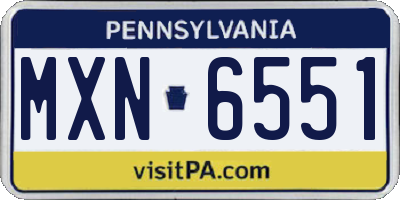 PA license plate MXN6551