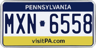 PA license plate MXN6558