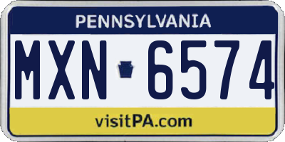 PA license plate MXN6574