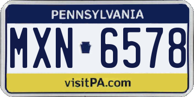 PA license plate MXN6578