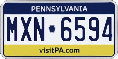 PA license plate MXN6594