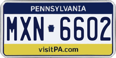 PA license plate MXN6602