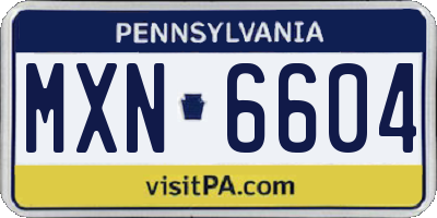 PA license plate MXN6604