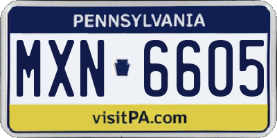 PA license plate MXN6605