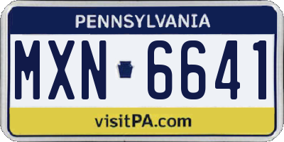 PA license plate MXN6641