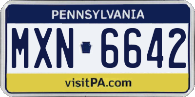 PA license plate MXN6642