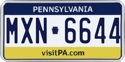 PA license plate MXN6644