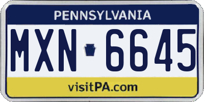 PA license plate MXN6645