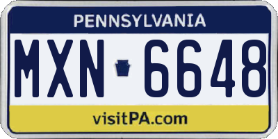 PA license plate MXN6648