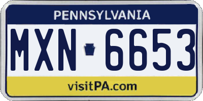 PA license plate MXN6653