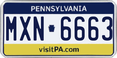 PA license plate MXN6663