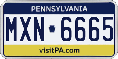 PA license plate MXN6665