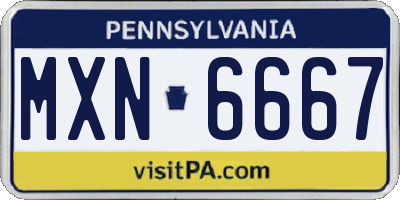 PA license plate MXN6667