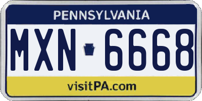 PA license plate MXN6668