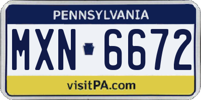 PA license plate MXN6672