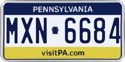PA license plate MXN6684