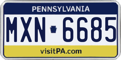 PA license plate MXN6685