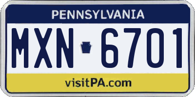 PA license plate MXN6701