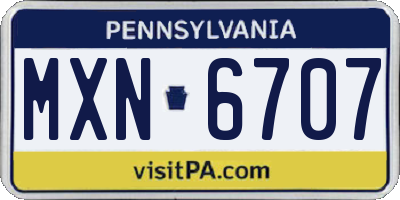 PA license plate MXN6707