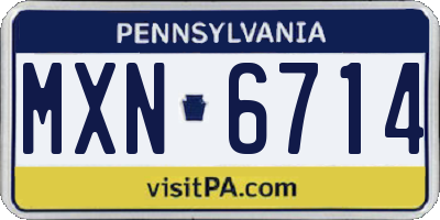 PA license plate MXN6714