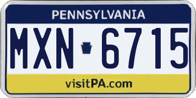 PA license plate MXN6715