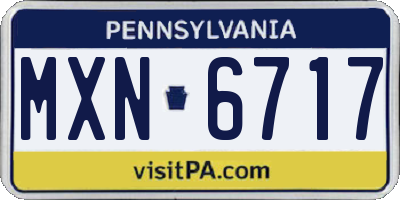 PA license plate MXN6717