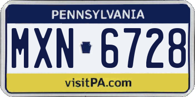 PA license plate MXN6728