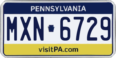 PA license plate MXN6729