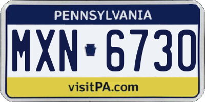 PA license plate MXN6730