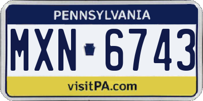 PA license plate MXN6743