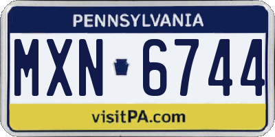 PA license plate MXN6744
