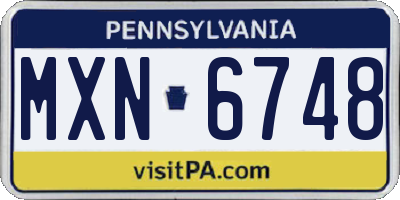 PA license plate MXN6748