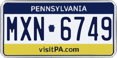PA license plate MXN6749