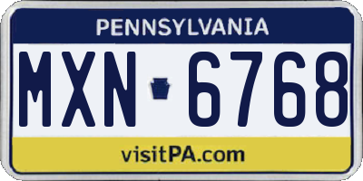 PA license plate MXN6768