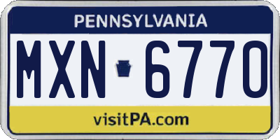 PA license plate MXN6770
