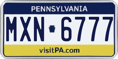 PA license plate MXN6777