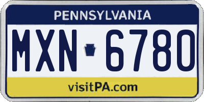 PA license plate MXN6780