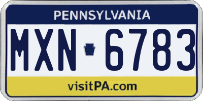 PA license plate MXN6783