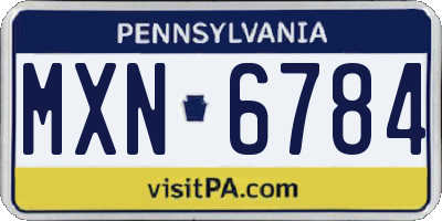 PA license plate MXN6784